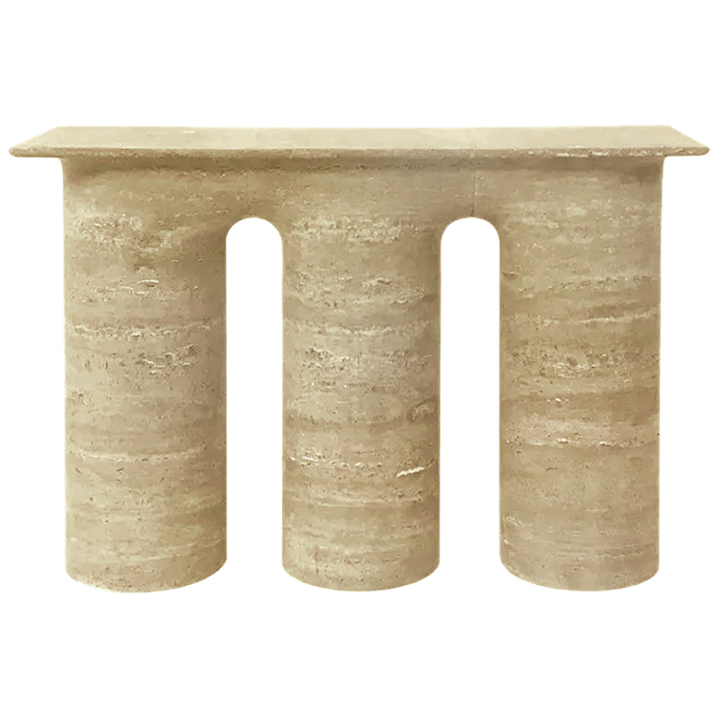 Консоль Three Columns Marble Travertine Console Песочный Коричневый в Краснодаре | Loft Concept 