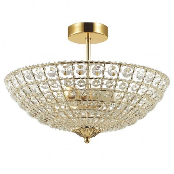 Потолочный светильник Casbah Crystal Top Lamp 3 Gold Прозрачный Глянцевое золото в Краснодаре | Loft Concept 