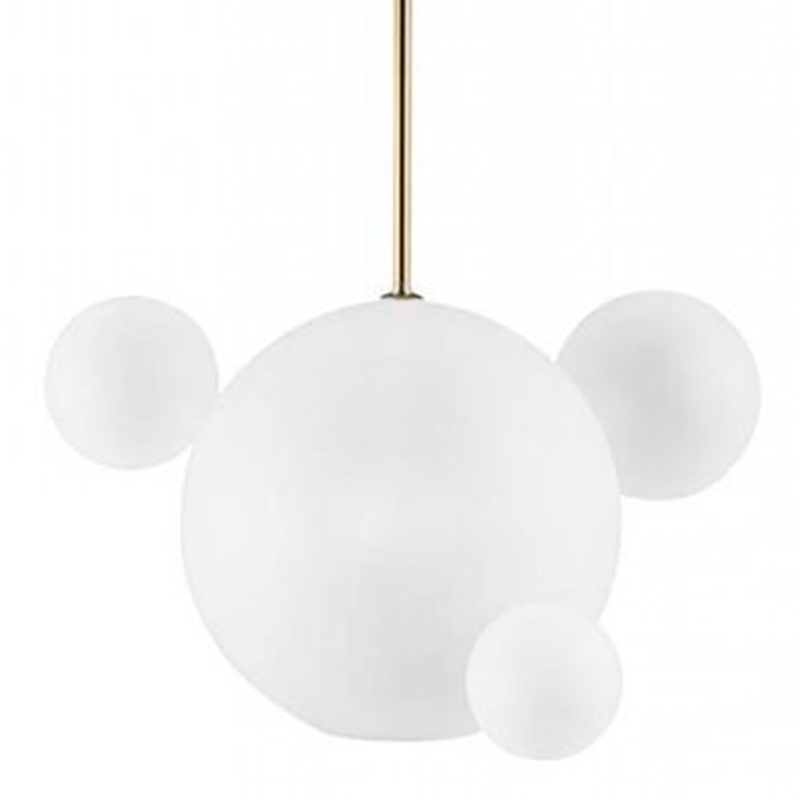 Светильник Giopato & Coombes Bollr Pendant 4 BUBBLE LAMP матовое белое стекло Белый Золотой в Краснодаре | Loft Concept 