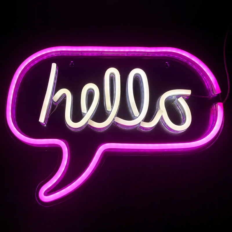 Неоновая настенная лампа Hello Neon Wall Lamp Розовый Белый в Краснодаре | Loft Concept 