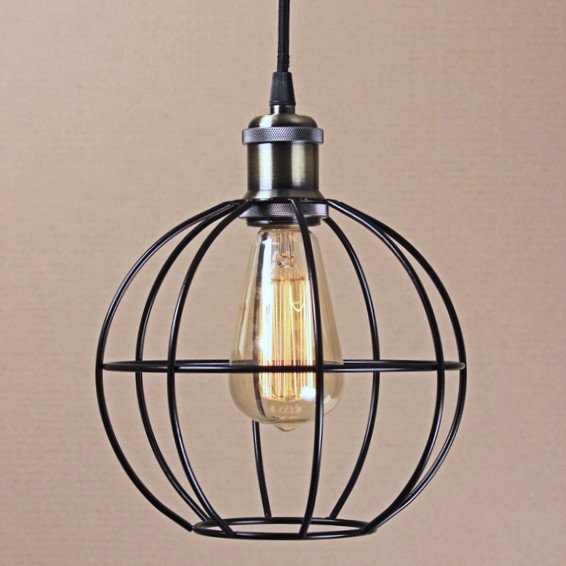 Подвесной светильник Wire Cage Pendant Ball Black Черный в Краснодаре | Loft Concept 