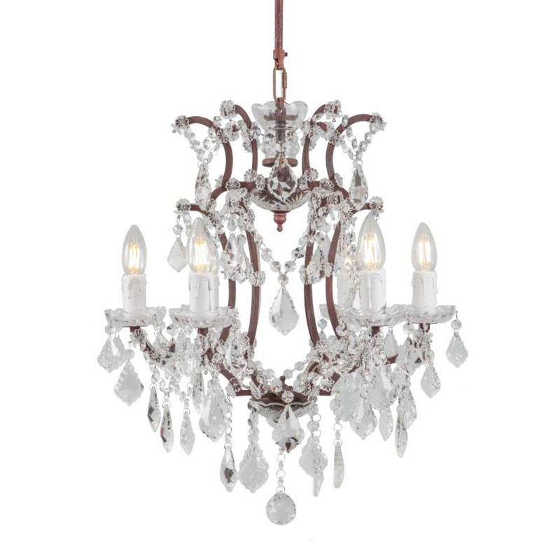 Люстра 19th c. Rococo IRON & CLEAR CRYSTAL Brown Chandelier 6 Коричневый винтаж Прозрачное Стекло в Краснодаре | Loft Concept 