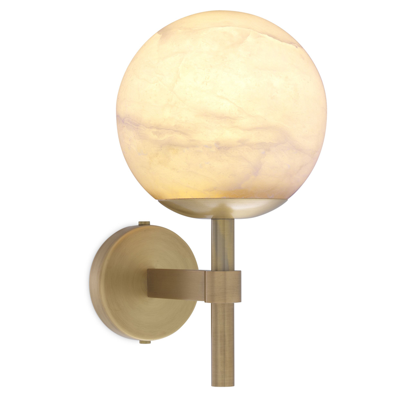 Бра Eichholtz Wall Lamp Jade alabaster Латунь Античная полированная Белый в Краснодаре | Loft Concept 