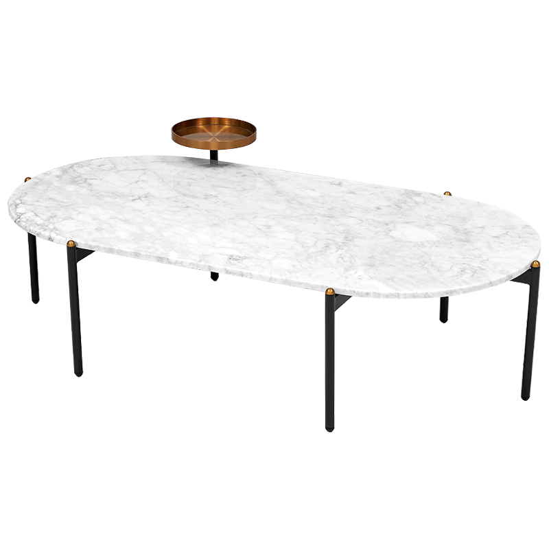 Кофейный стол с белой каменной столешницей Macias Coffee Table White Белый Черный Медь в Краснодаре | Loft Concept 