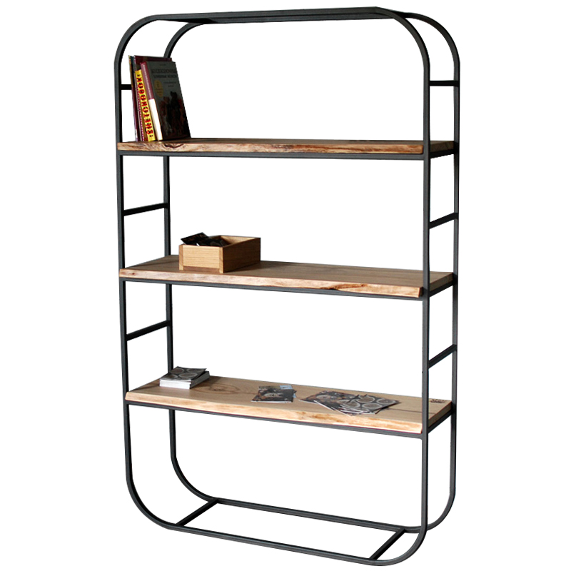 Стеллаж Jensen Industrial Metal Rust Rack Черный Светлый дуб в Краснодаре | Loft Concept 