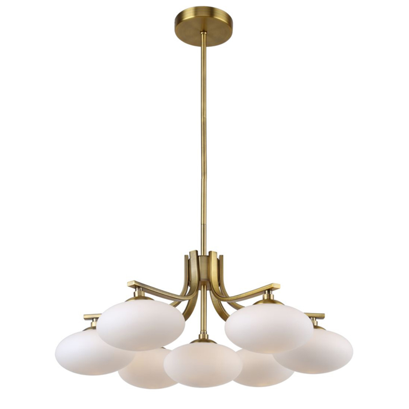 Oval Balls Mushrooms Chandelier 7 Brass Латунь Прозрачный белый в Краснодаре | Loft Concept 