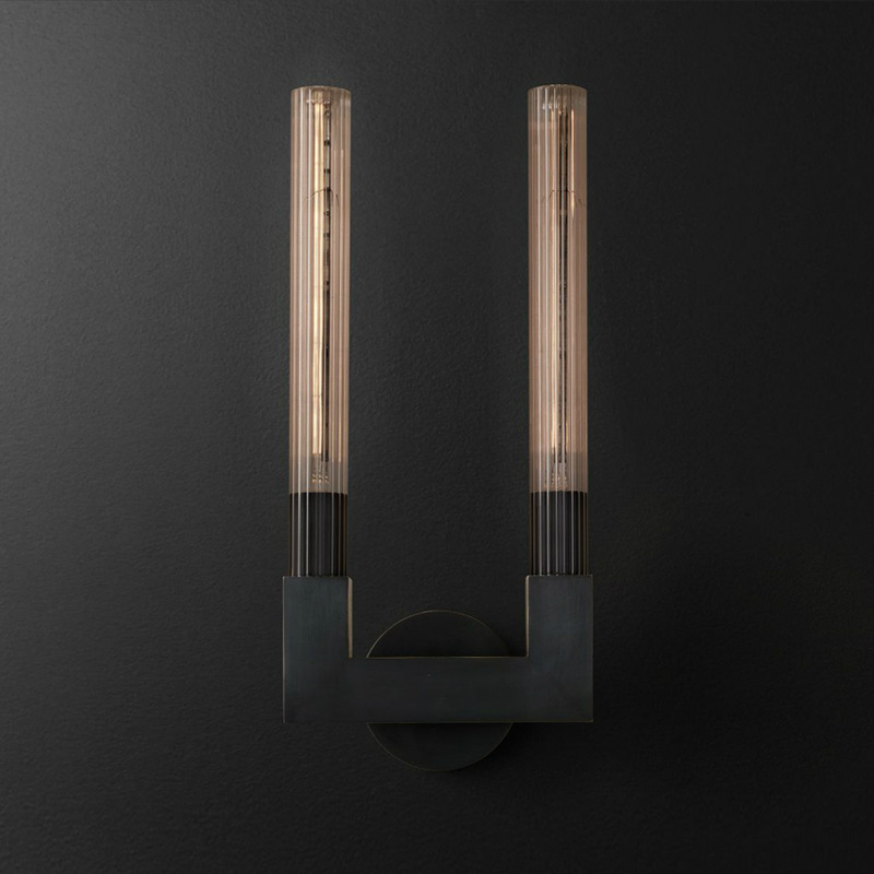 Бра RH CANNELLE wall lamp DOUBLE Sconces Black Черный Прозрачное Стекло в Краснодаре | Loft Concept 