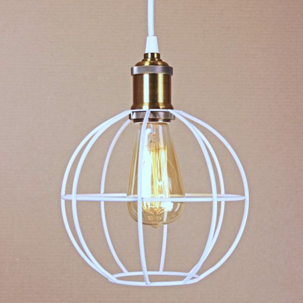 Подвесной светильник Wire Cage Pendant Ball White Белый в Краснодаре | Loft Concept 