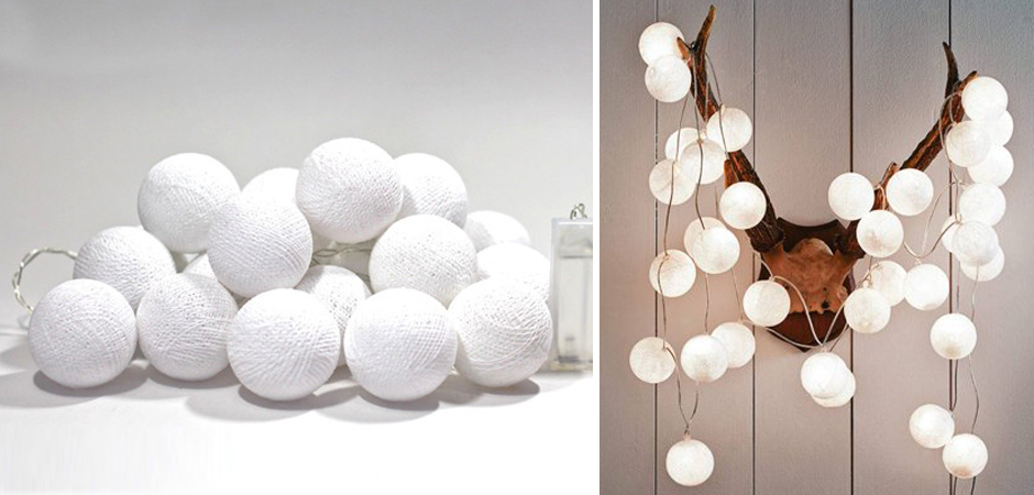 Гирлянда хлопковые фонарики Сotton Ball White - Loft-Concept в Краснодаре