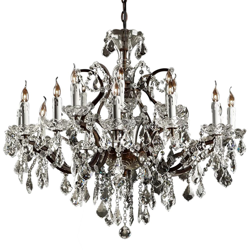 Люстра 19th c. Rococo IRON & CLEAR CRYSTAL Brown Chandelier 18 Прозрачное Стекло Коричневый винтаж в Краснодаре | Loft Concept 