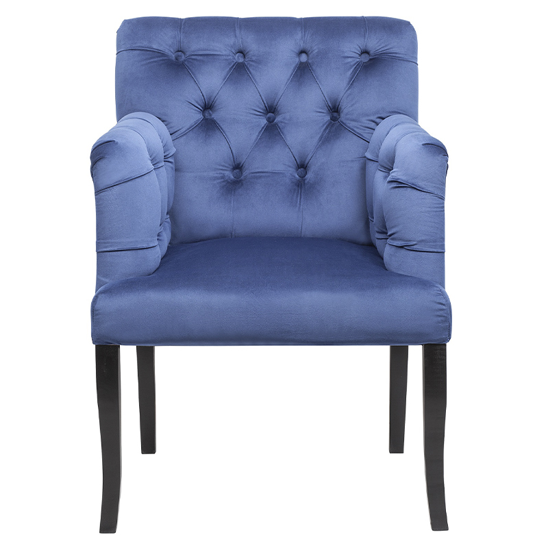 Кресло Addison Chic Armchair deep blue velour Синий Черный в Краснодаре | Loft Concept 