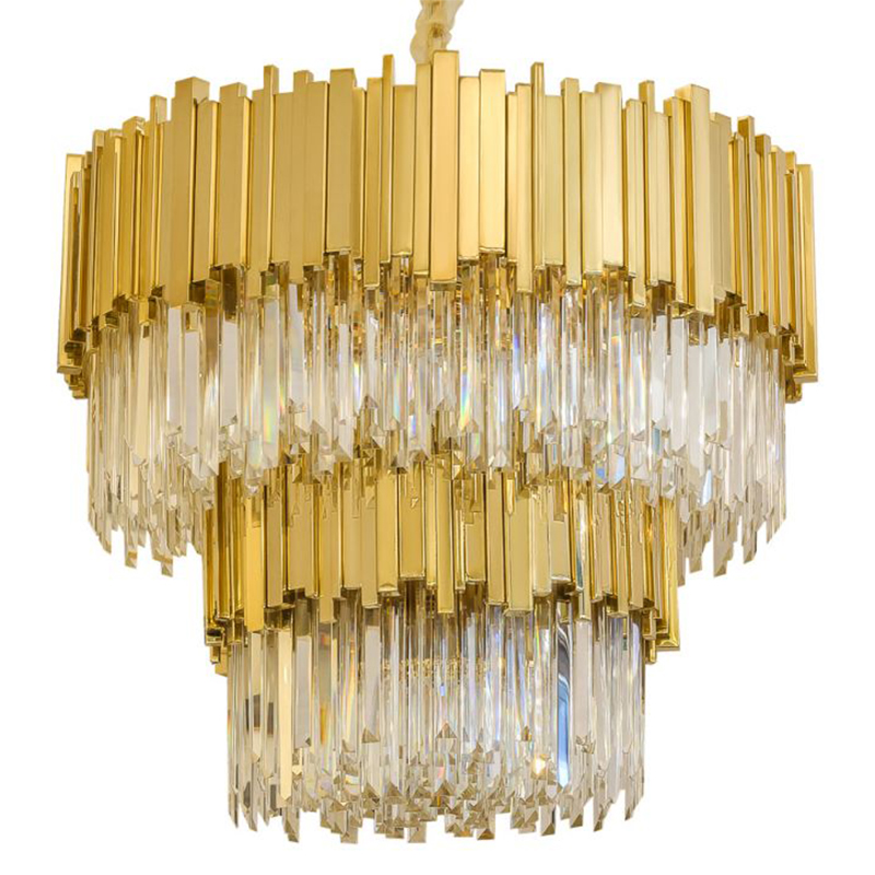 Круглая многоярусная люстра Luxxu Modern Cascade Chandelier Gold Metal Glass Золотой Прозрачное Стекло в Краснодаре | Loft Concept 