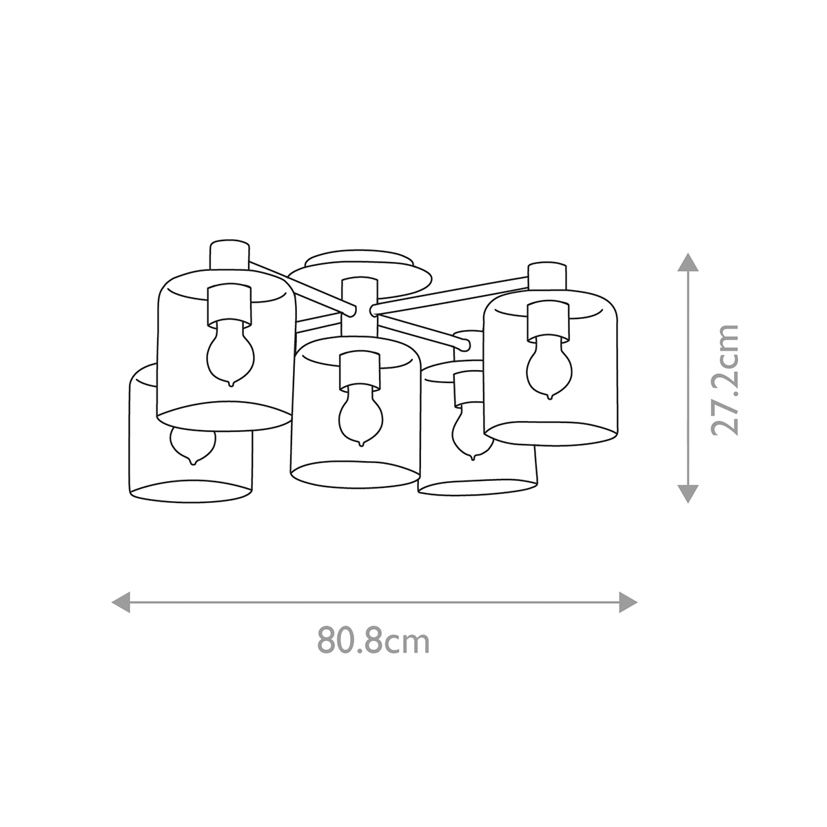 Потолочный светильник цвета латунь с пятью прозрачными цилиндрическими плафонами Hinkley в Краснодаре