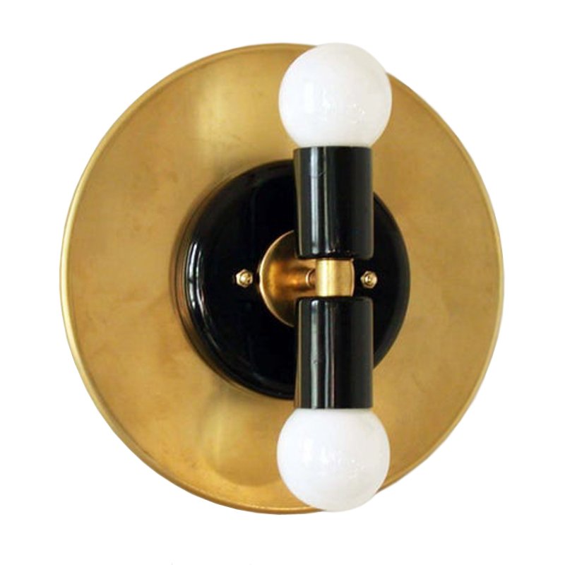 Modern Wall Double Sconce Gold Black Глянцевое золото Черный в Краснодаре | Loft Concept 