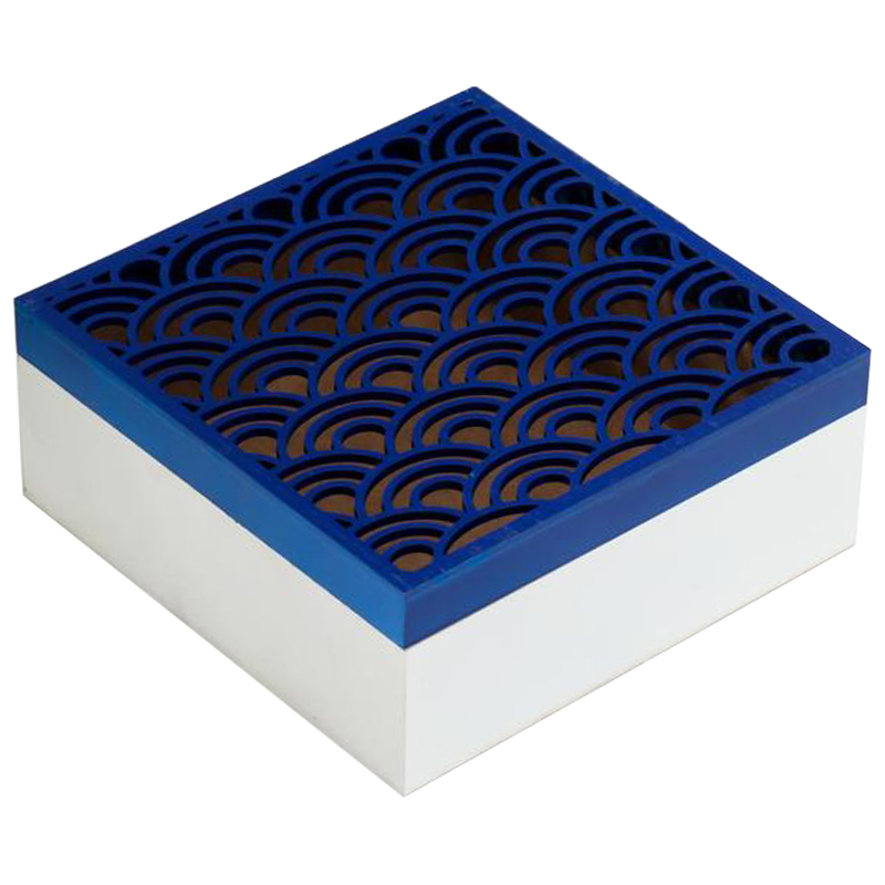 Шкатулка Deep Blue Scales Pattern Box Белый Синий в Краснодаре | Loft Concept 