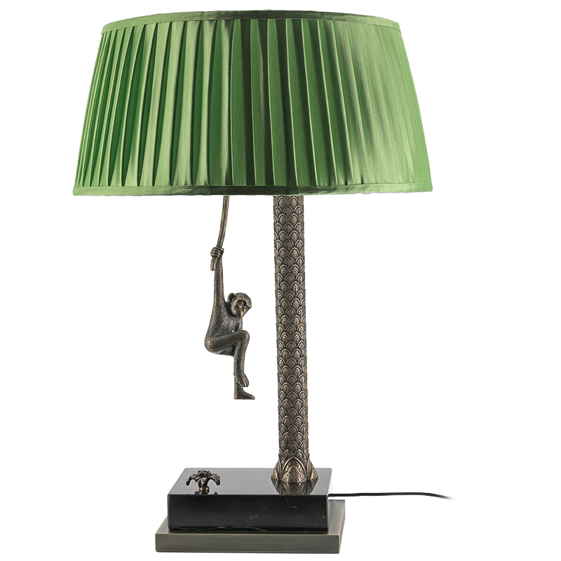 Настольная лампа Джунгли Table Lamp Jungle Green Латунь Античная полированная Черный Мрамор Nero Зеленый в Краснодаре | Loft Concept 