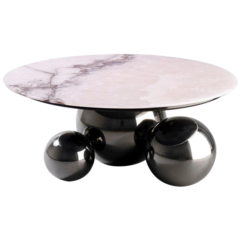 Кофейный стол Ball Metal Graphite Coffee Table Графит Белый Мрамор Bianco в Краснодаре | Loft Concept 