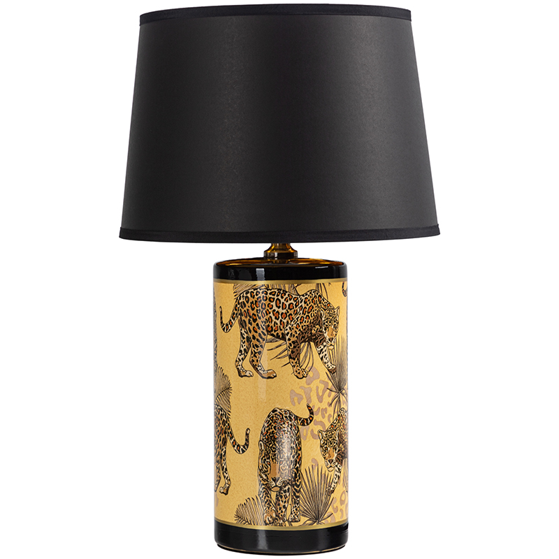 Настольная лампа с абажуром Leopard Lampshade Black Желтый Черный в Краснодаре | Loft Concept 