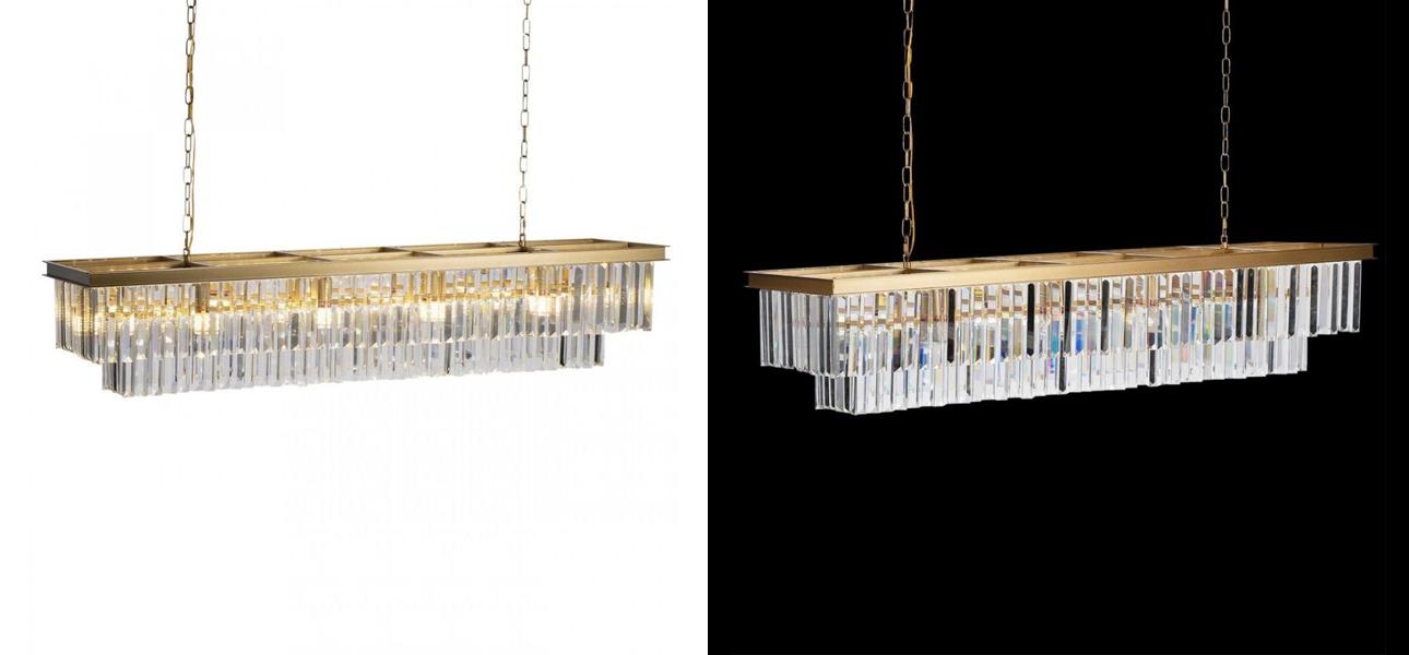 Прямоугольная Люстра Odeon GOLD iron Прозрачное Стекло Длина 120 см - фото