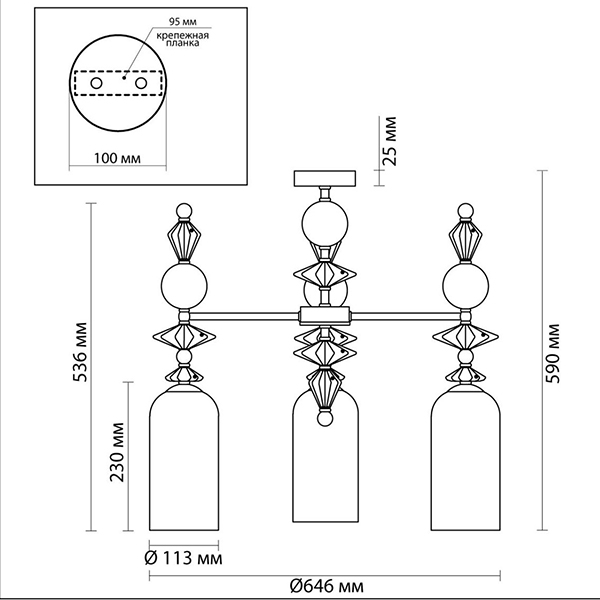 Люстра Iris Glass Chandelier candy 3 chrome в Краснодаре