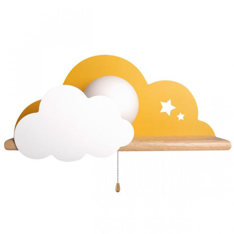 Бра с полкой желтое Облако Wall Lamp Yellow Cloud Желтый Древесина в Краснодаре | Loft Concept 