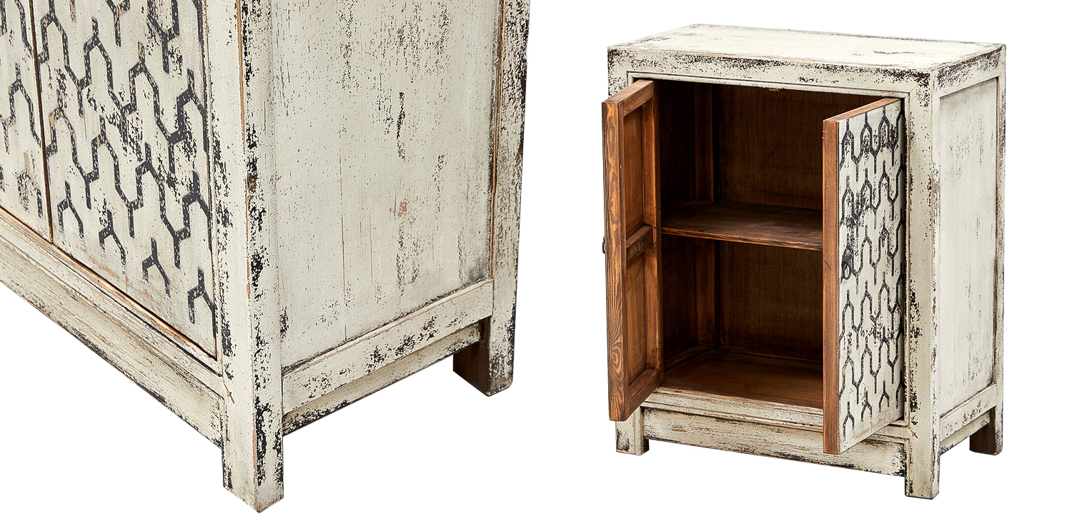Комод в восточном стиле с геометрическим рисунком на дверцах Khushi Chest of Drawers - фото