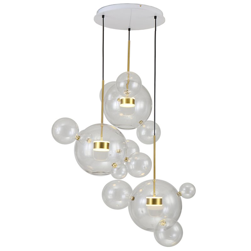 Люстра Bolle Circular Chandelier 14 BUBBLE Giopato & Coombes Прозрачный (Transparent) Латунь в Краснодаре | Loft Concept 