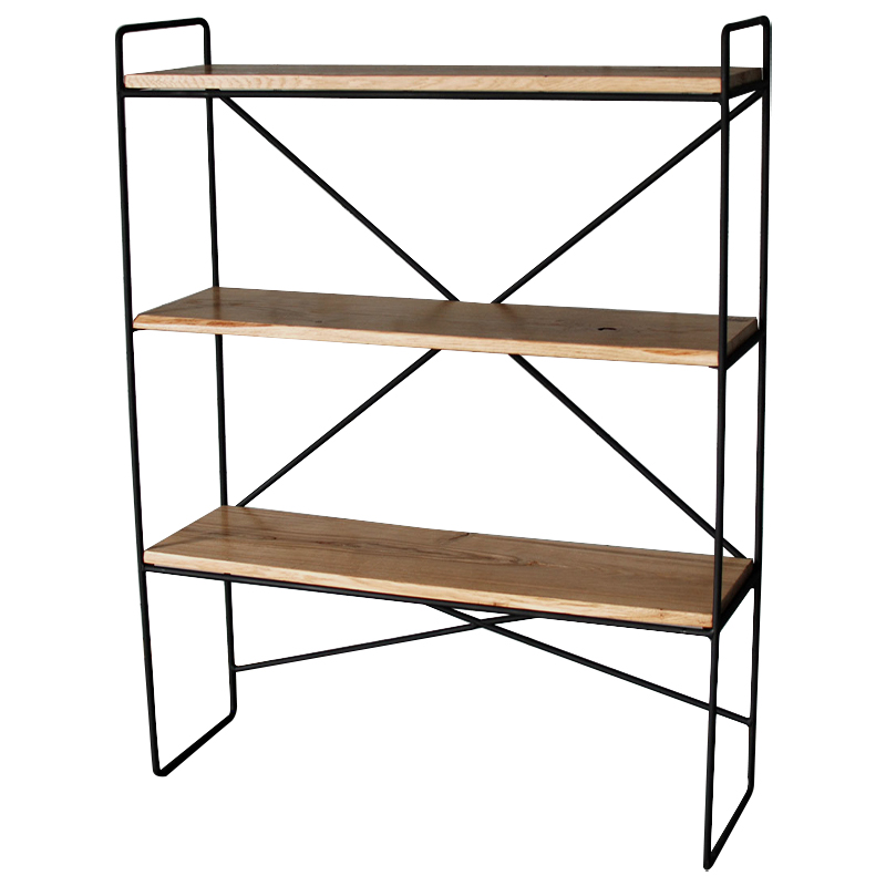 Стеллаж Ridley Industrial Metal Rust Rack Черный Светлый дуб в Краснодаре | Loft Concept 