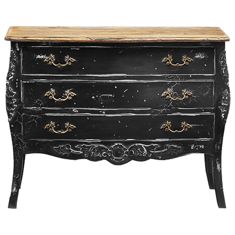 Комод в стиле прованс Carved Black Vintage Commode Черный Коричневый Винтажный черный в Краснодаре | Loft Concept 