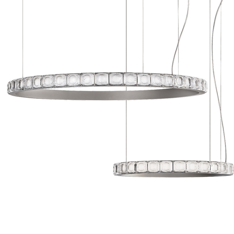 Люстра Ring horizontal silver chandelier Прозрачный Серебряный в Краснодаре | Loft Concept 