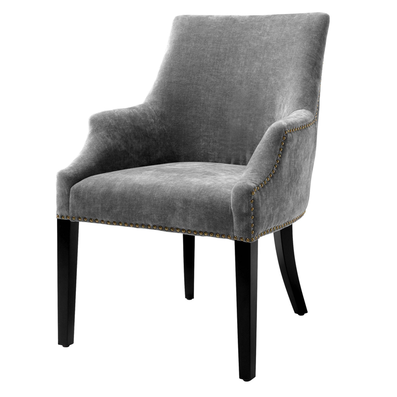 Стул Eichholtz Dining Chair Legacy grey Серый Черный Латунь Античная полированная в Краснодаре | Loft Concept 