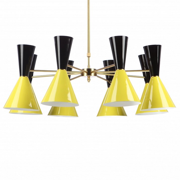 Люстра CAIRO Chandelier 8 Armblack black and yellow Черный Желтый Латунь в Краснодаре | Loft Concept 