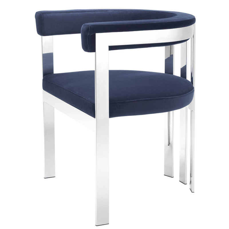 Стул Eichholtz Dining Chair Clubhouse blue Сапфирово-синий Нержавеющая сталь в Краснодаре | Loft Concept 