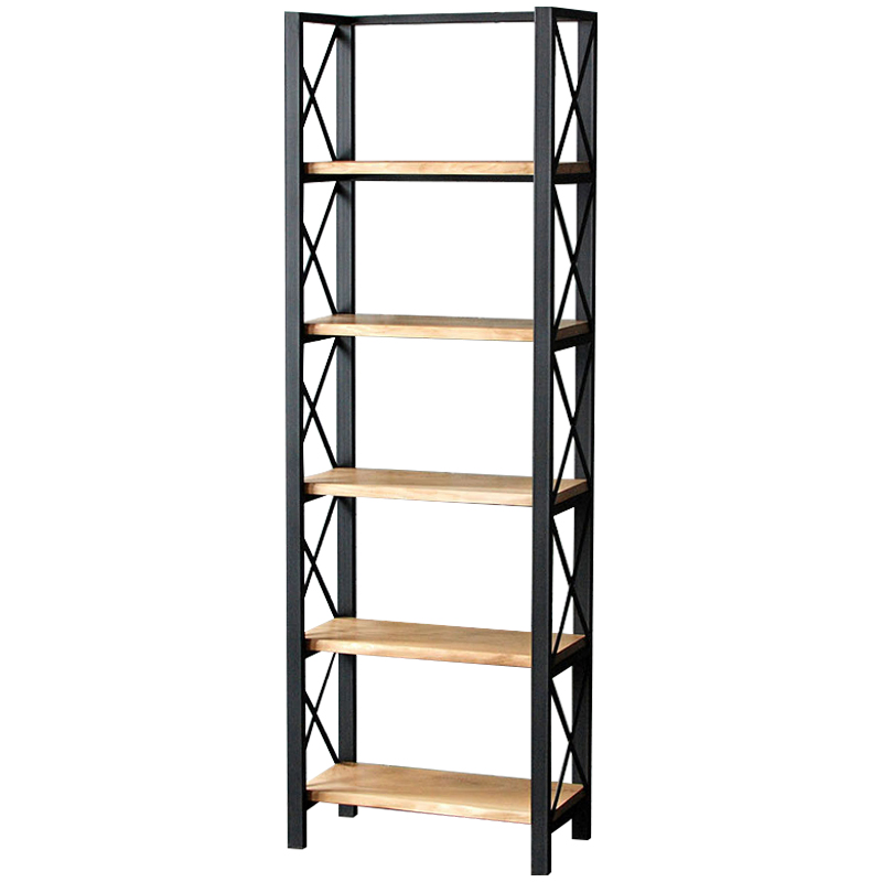 Стеллаж Forster Industrial Metal Rust Rack Черный Светлый дуб в Краснодаре | Loft Concept 