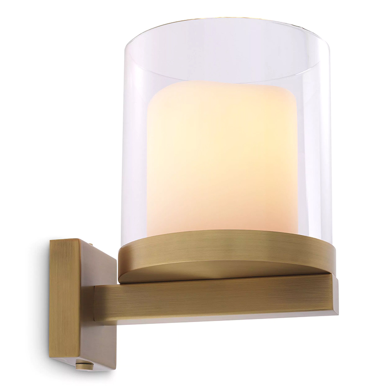 Бра Eichholtz Wall Lamp Donovan Brass Белый Латунь Прозрачное Стекло в Краснодаре | Loft Concept 