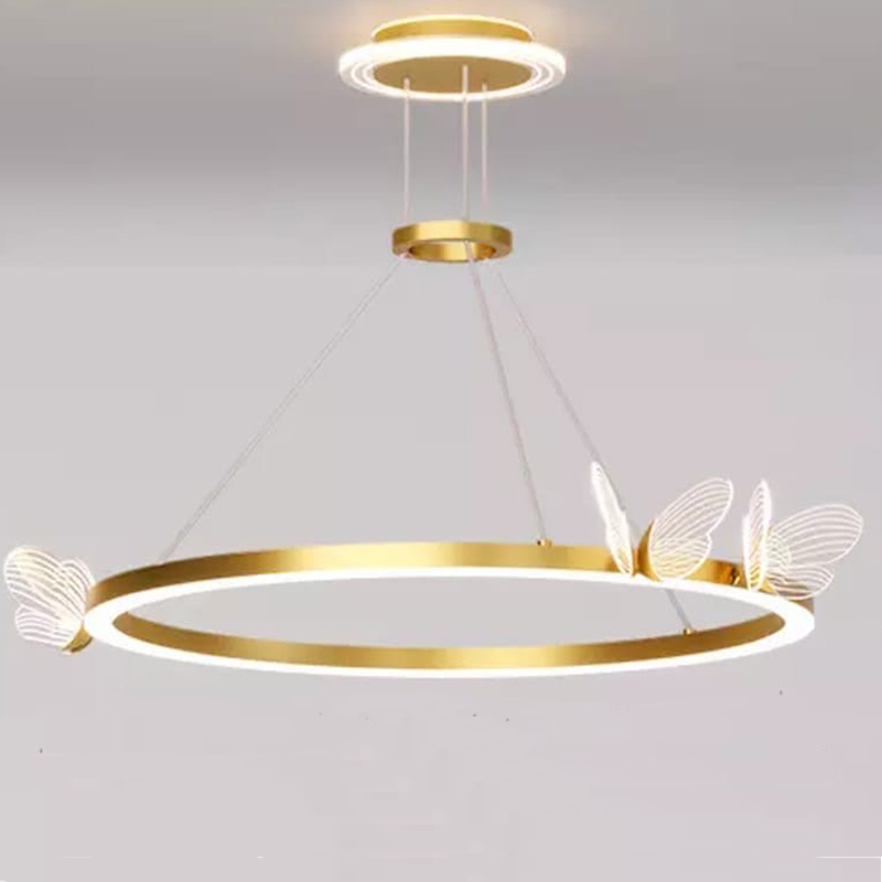 Подвесной светильник с бабочками Butterfly Ring F Прозрачный Латунь в Краснодаре | Loft Concept 