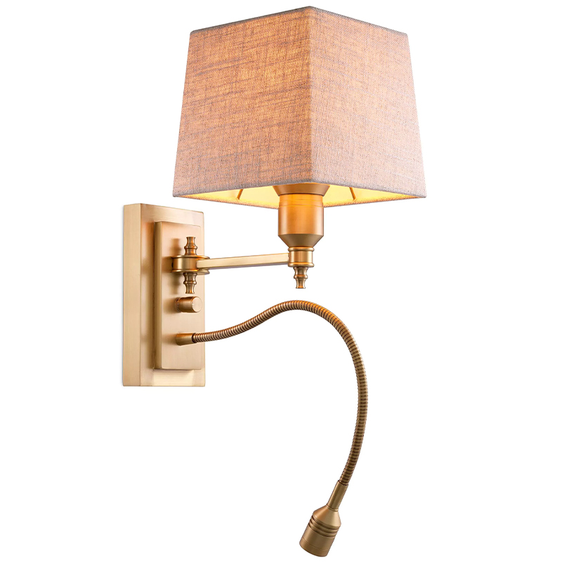 Бра Eichholtz Wall Lamp Ellington Brass Бежево-серый Латунь в Краснодаре | Loft Concept 