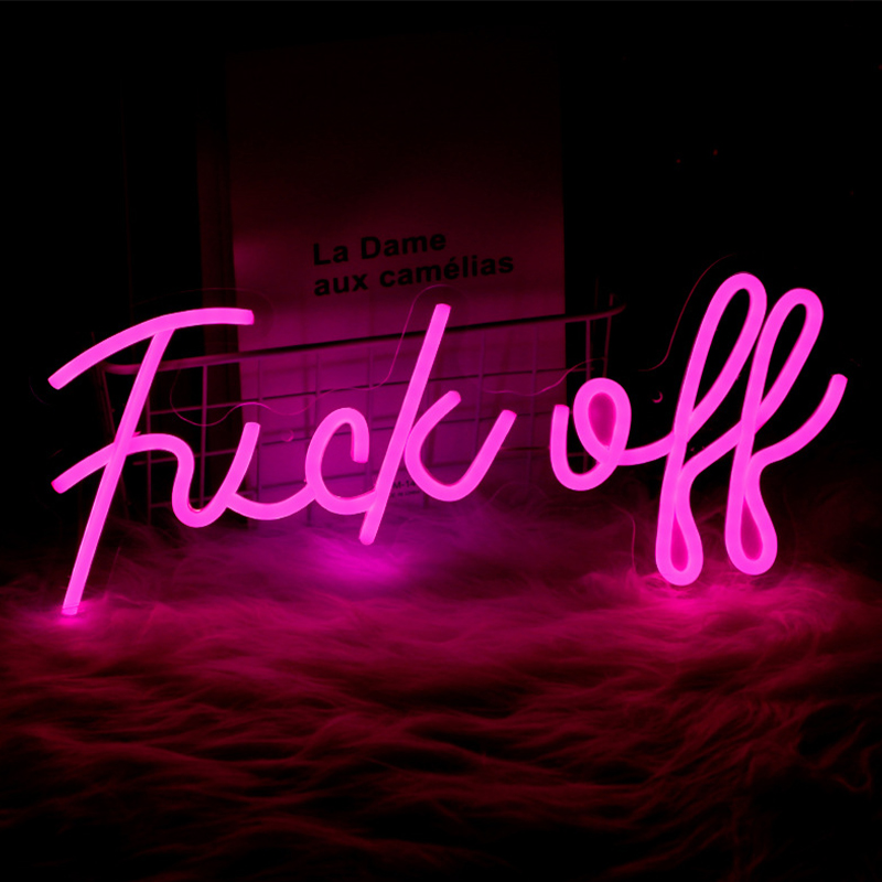 Неоновая настенная лампа Fuck Off Neon Wall Lamp Розовый Розовый Прозрачный в Краснодаре | Loft Concept 