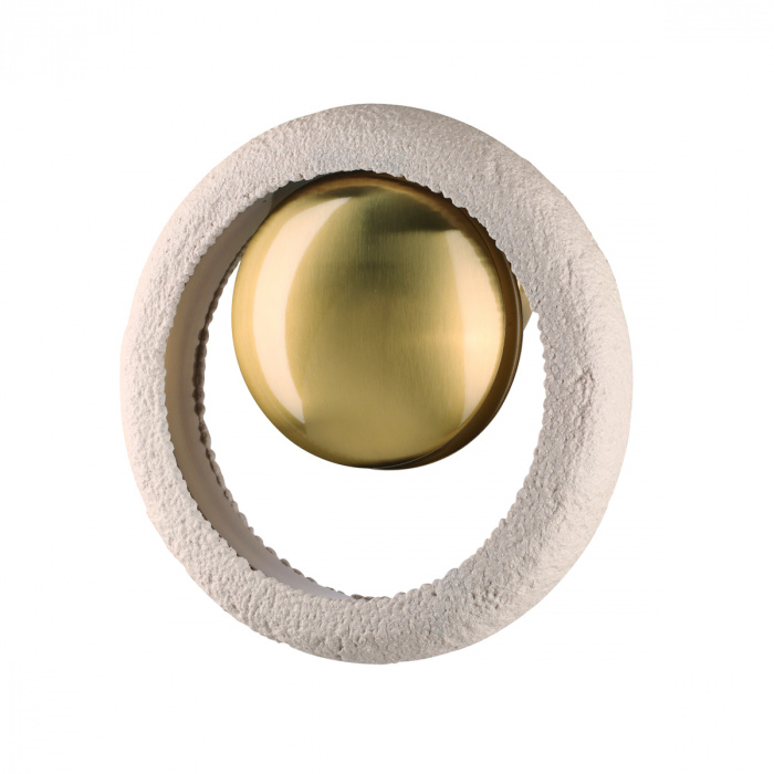 Бра с бежевым текстурным кольцом и латунным шаром в центре Tactile  Латунь сатинированная Бежевый в Краснодаре | Loft Concept 