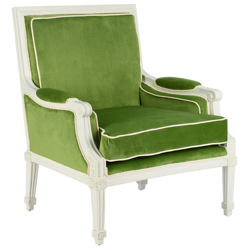 Кресло French Provence Armchair Ferrand green Зеленый смок Белый в Краснодаре | Loft Concept 