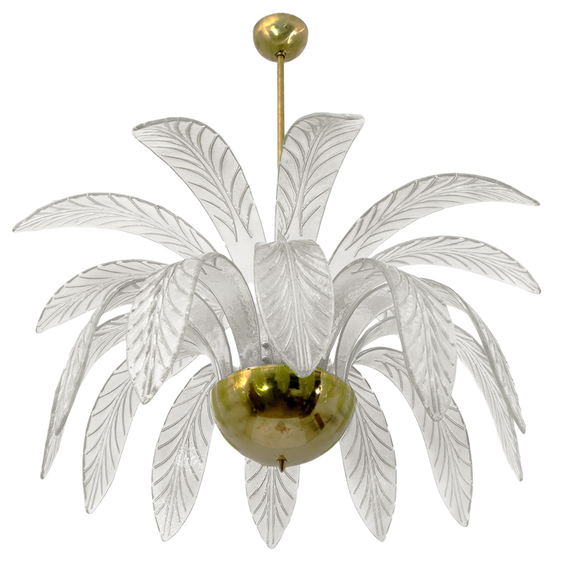 Люстра Modern Chandelier Palm White Стеклянные Листья Пальмы  Золотой Белое матовое стекло в Краснодаре | Loft Concept 
