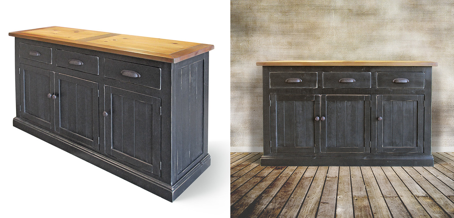 Комод в стиле прованс Brigida Provence HARMONIE Weathered Charcoal Черный - фото