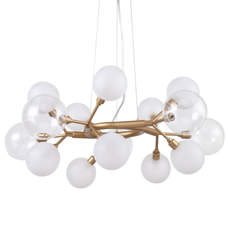 Люстра Berries Chandelier White 68 матовое золото Прозрачный Прозрачный белый в Краснодаре | Loft Concept 