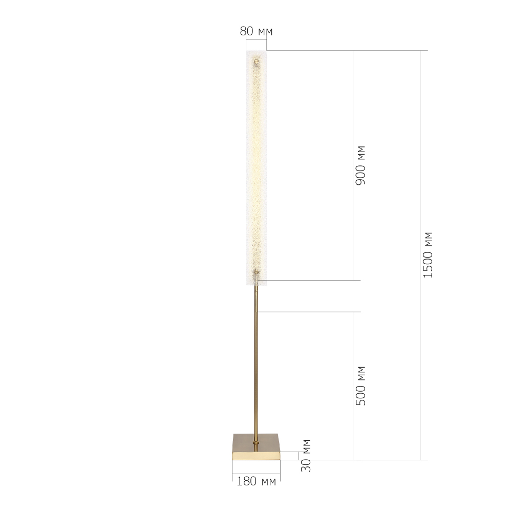 Торшер с прямоугольным плафоном с эффектом морозного стекла Freezing в Краснодаре