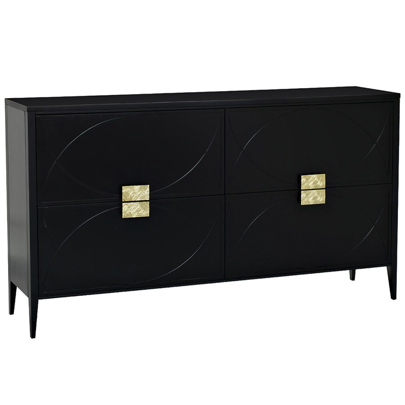 Комод с 4-мя ящиками Amelie Black Chest of Drawers Черный Черный Золотой в Краснодаре | Loft Concept 