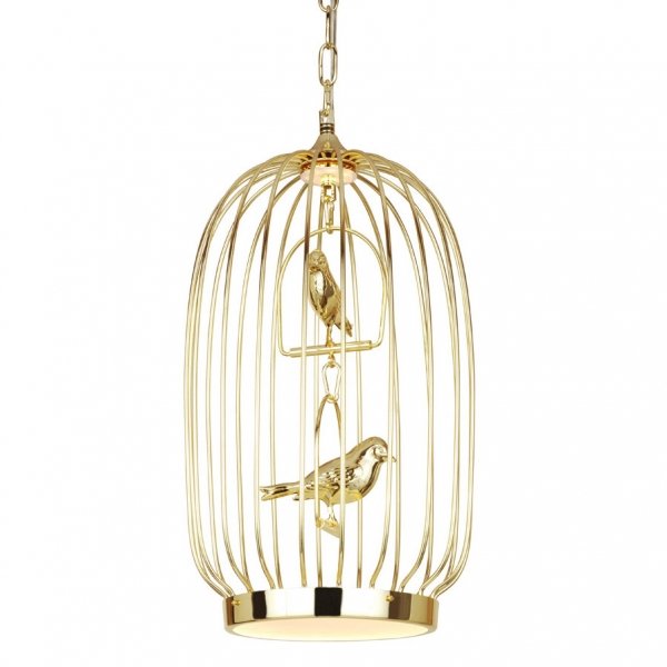 Люстра Birdcage Chandelier Two Gold Глянцевое золото в Краснодаре | Loft Concept 