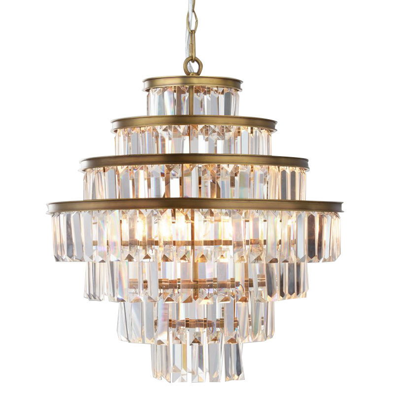 Люстра RH Alaine Crystal Large Pendant Antiqued Brass Золотой Прозрачное Стекло в Краснодаре | Loft Concept 