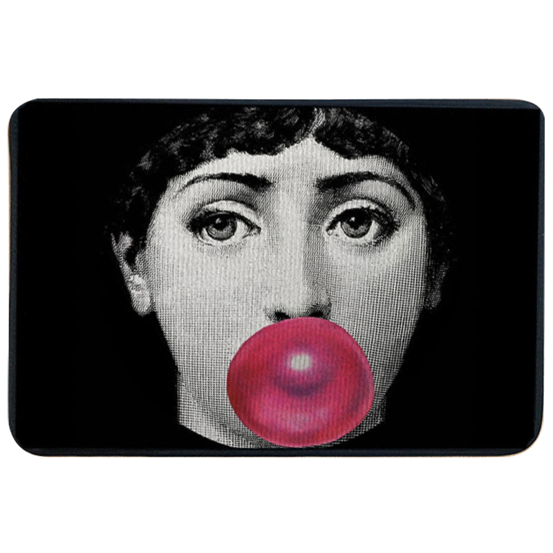 Ковер для прихожей и ванной Fornasetti Pink Bubblegum Rug Черно-белый Розовый в Краснодаре | Loft Concept 