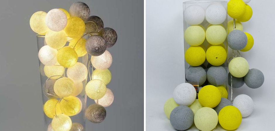Гирлянда хлопковые фонарики Сotton Ball Yellow - Loft-Concept в Краснодаре