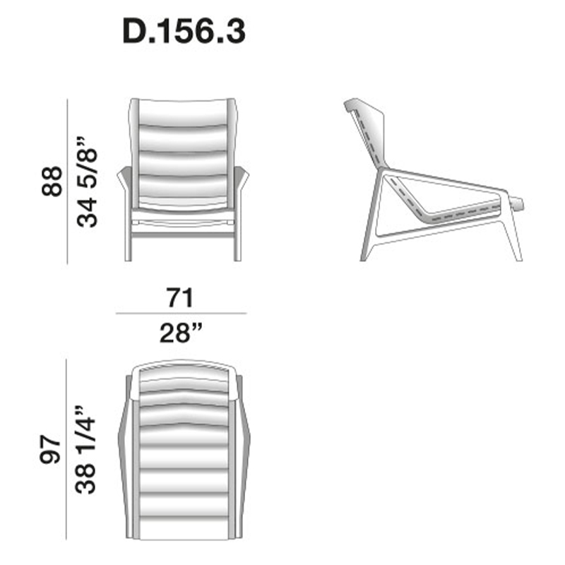 Дизайнерское кресло с подлокотниками из массива дерева Gio Ponti D.156.3 Armchair в Краснодаре